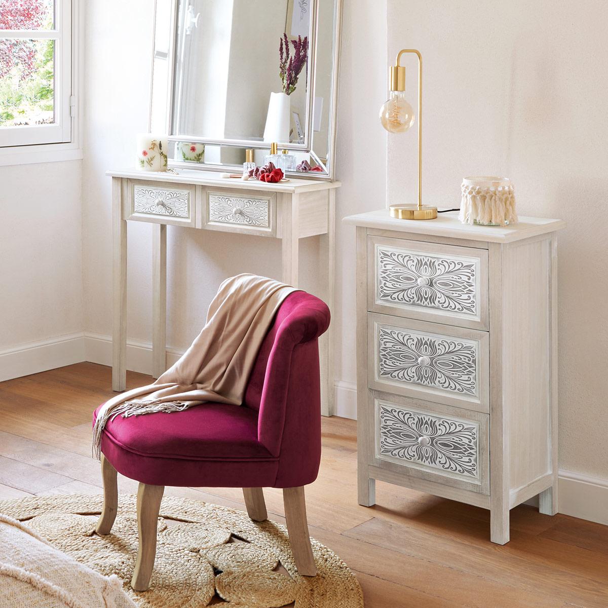 Comodă Atmosphera Hina, 3 sertare, MDF, Alb