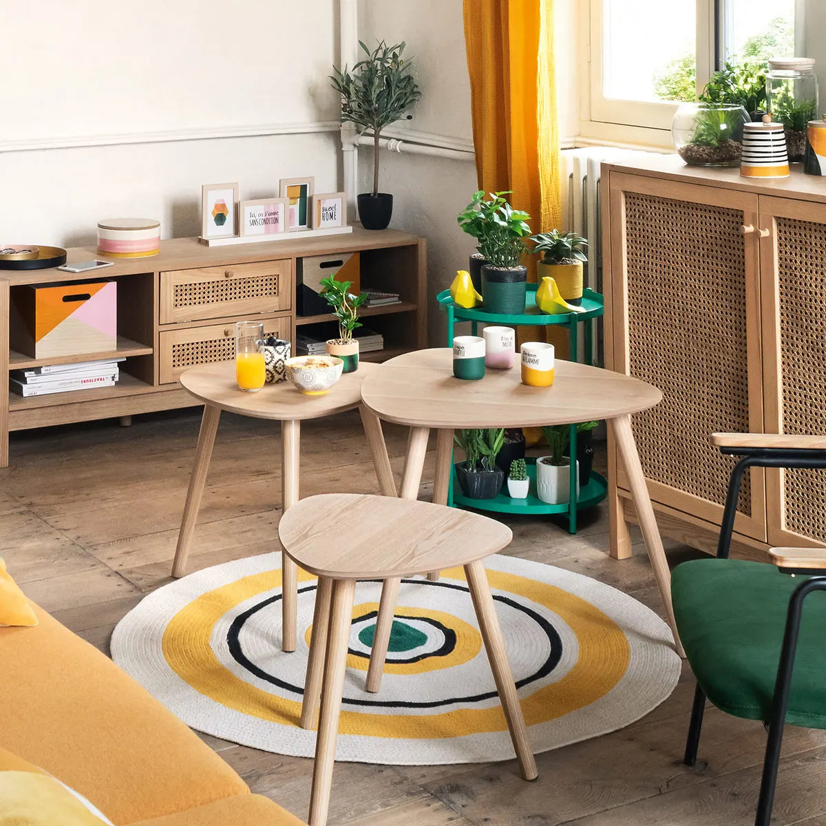 Masă de cafea Atmosphera Mileo Bej, 3 piese, 40/48/60 cm