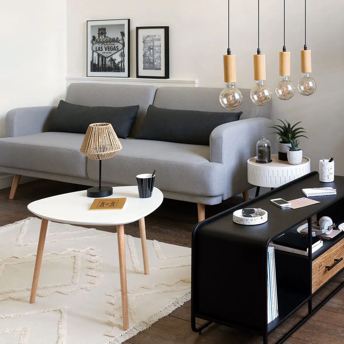 Masă de cafea Atmosphera Mileo, Alb, 60x60 cm