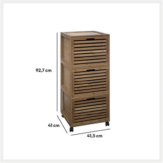 Dulap de baie 5five Sicla, 3 sertare, Pe roți