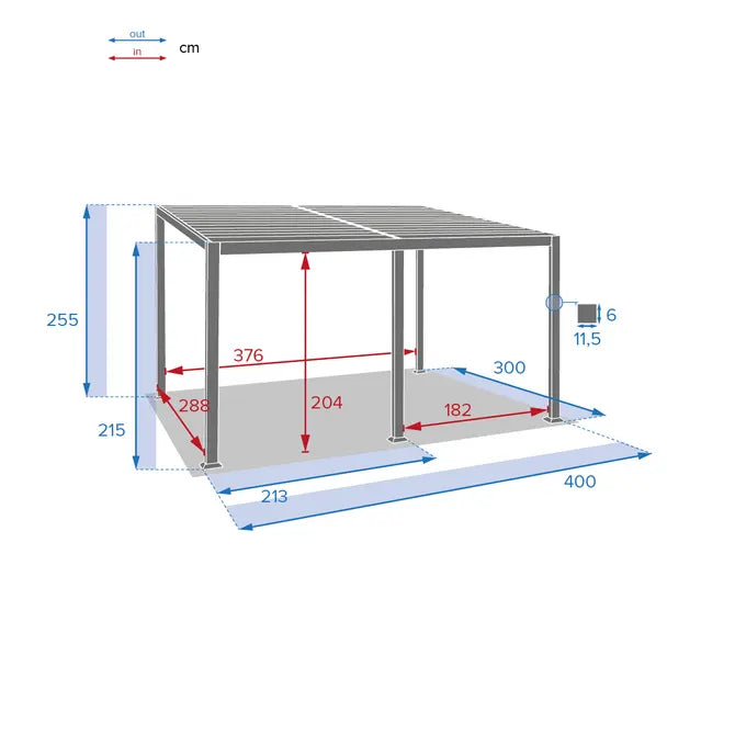Пергола Hesperide Avila, Алуминий, Графит, 4x3 m