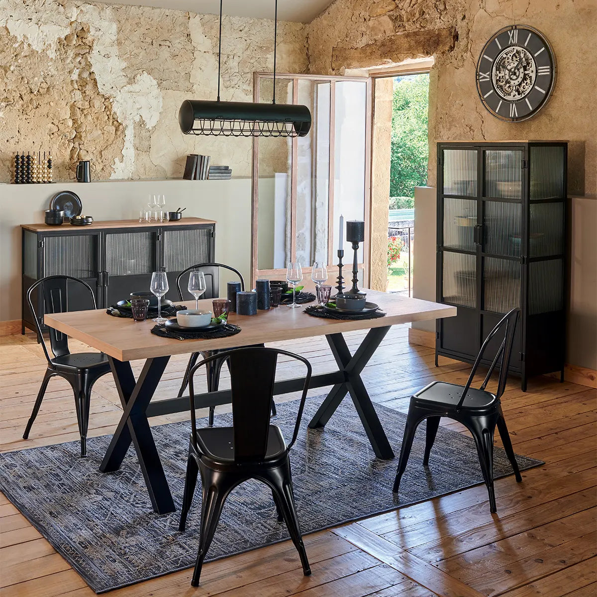 Masă de dining Steja, 180x90 cm, stejar și fag