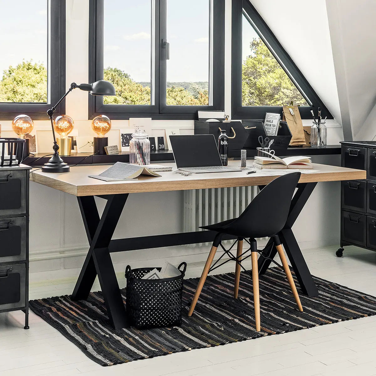 Masă de dining Steja, 180x90 cm, stejar și fag