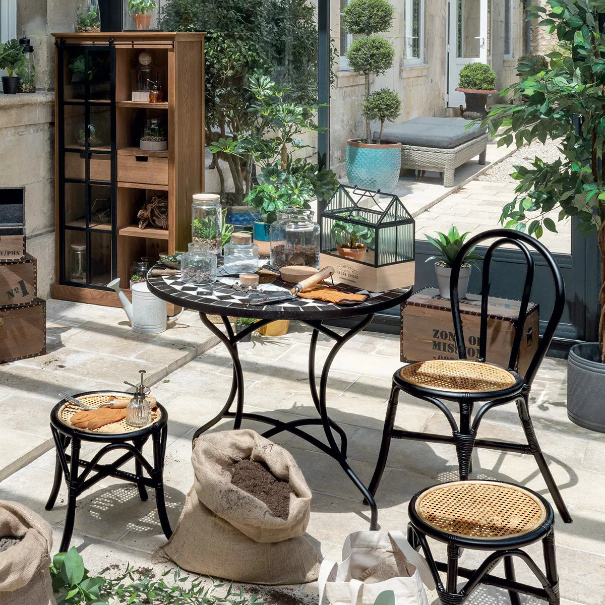 Masă de dining Kipos, 90 cm, mozaic de piatră