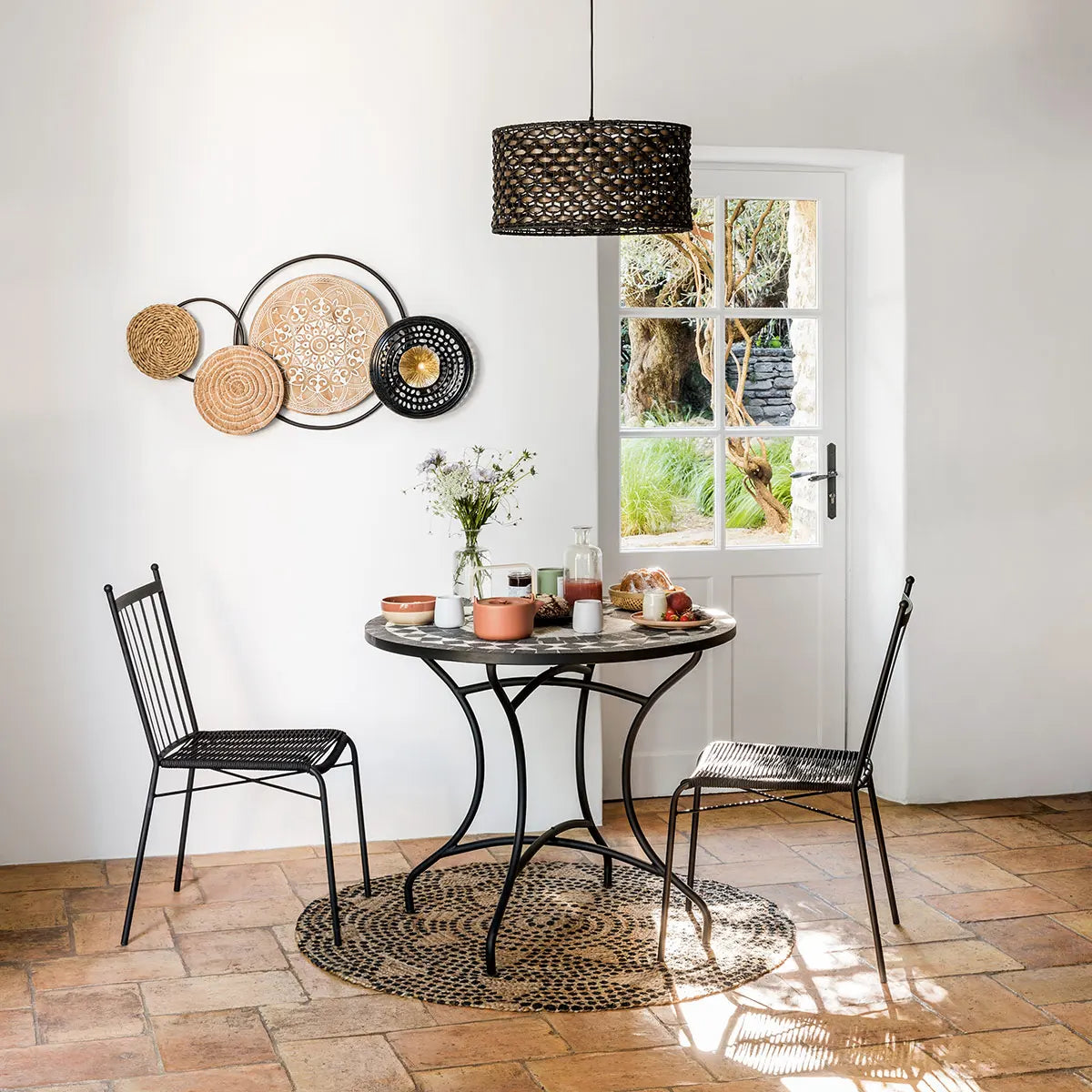 Masă de dining Kipos, 90 cm, mozaic de piatră