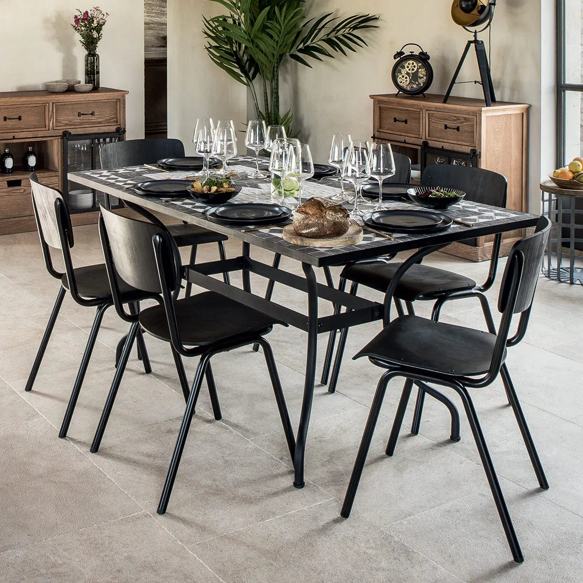 Masă de dining Kipos, 160x90 cm, mozaic de piatră