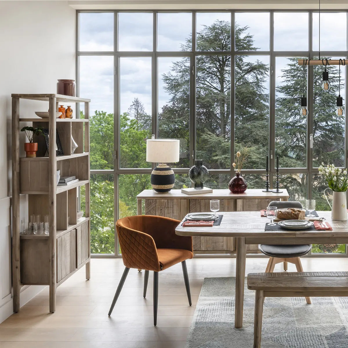 Bibliotecă Atmosphera Banila 95x35x180 cm, Salcâm