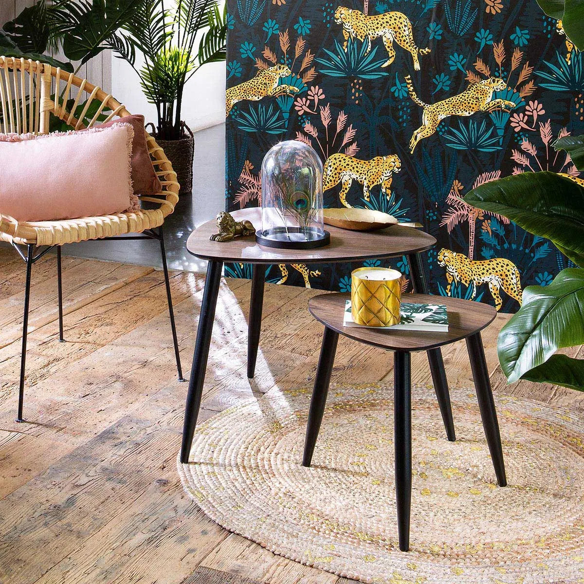 Masă de cafea Atmosphera Mileo, nuc, 2 bucăți