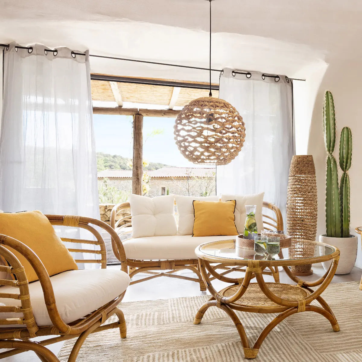 Fotoliu Atmosphera Farah, Ratan, Alb