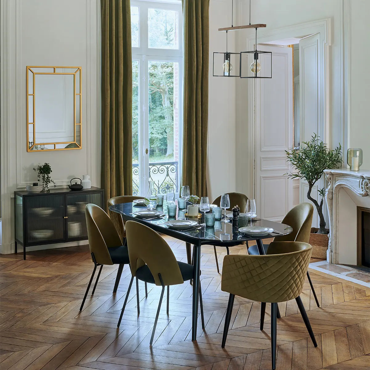 Masă extensibilă Mapu, 160-200x90 cm, sticlă securizată cu efect de marmură