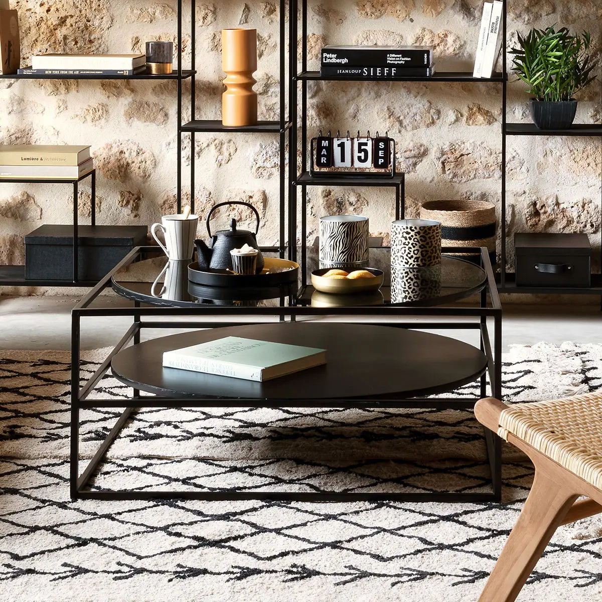 Masă de cafea Atmosphera Yoho, 90x90 cm, Negru