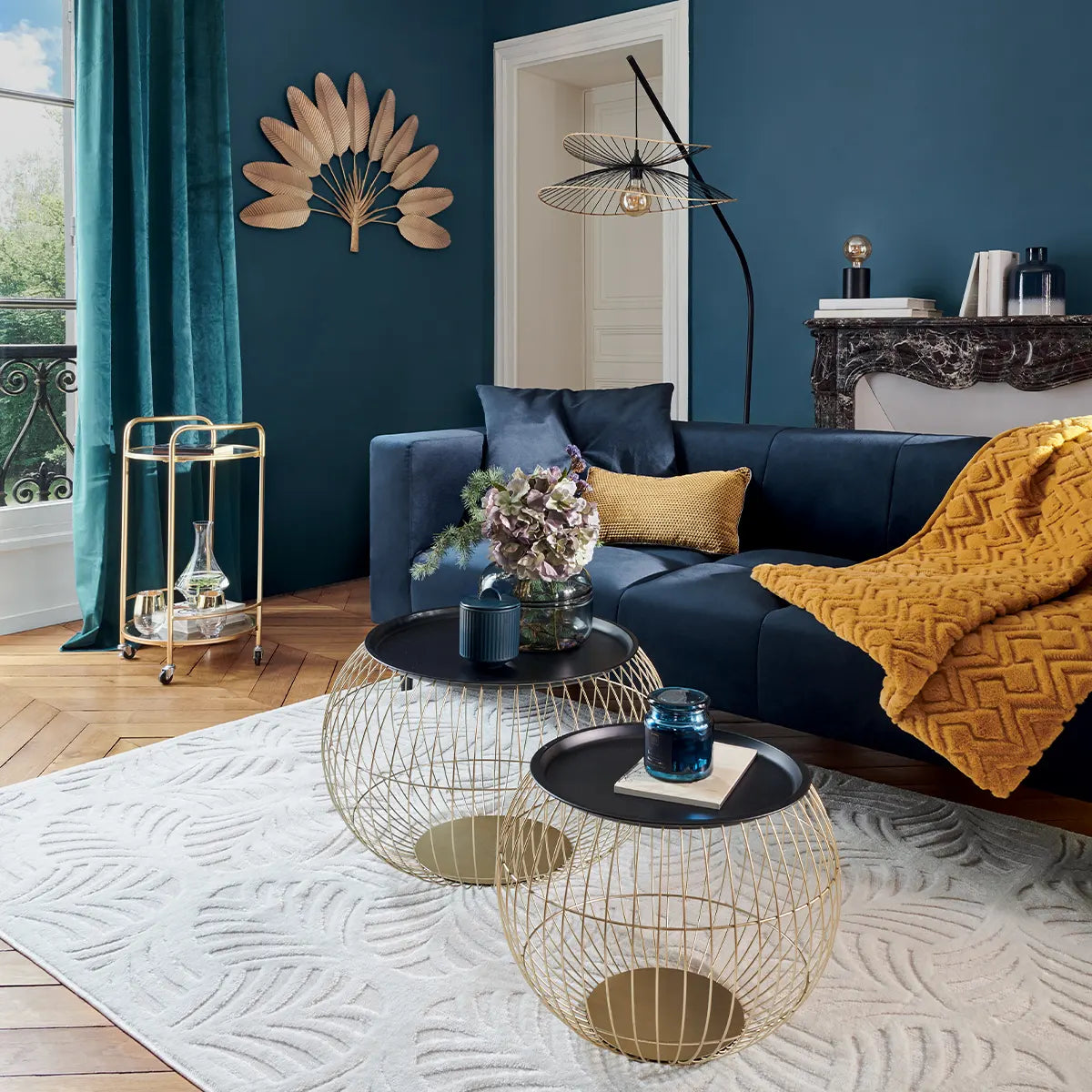 Masă de cafea Atmosphera Alya, Metal, Auriu, 2 bucăți