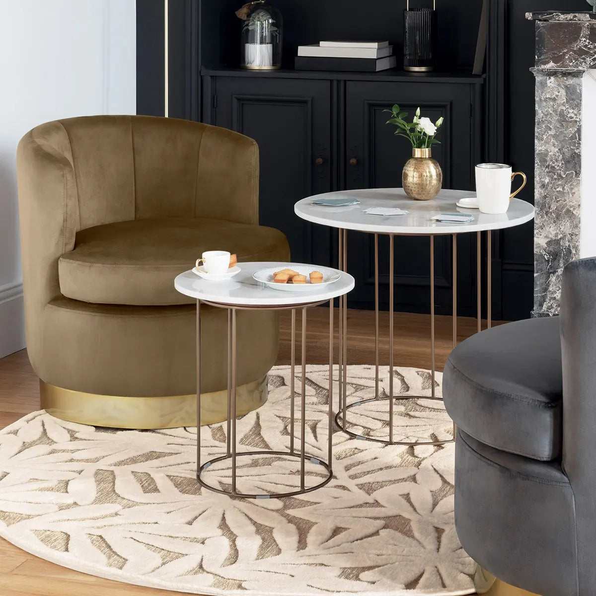 Masă de cafea Atmosphera Garance, Marmură, 2 bucăți