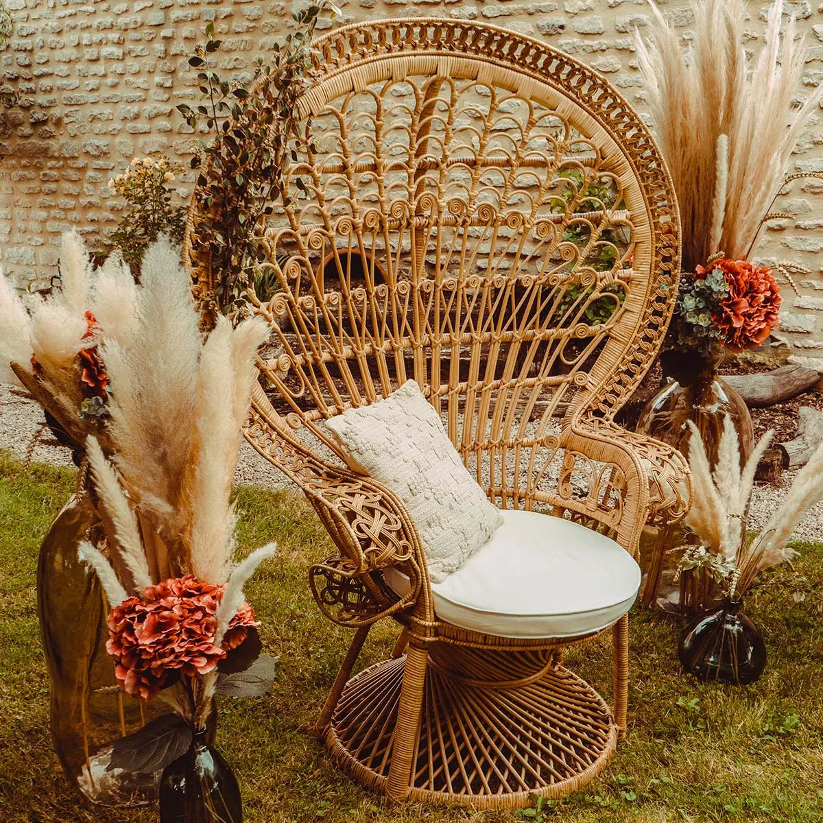 Atmosfera fotoliu Takta, Rattan, Alb