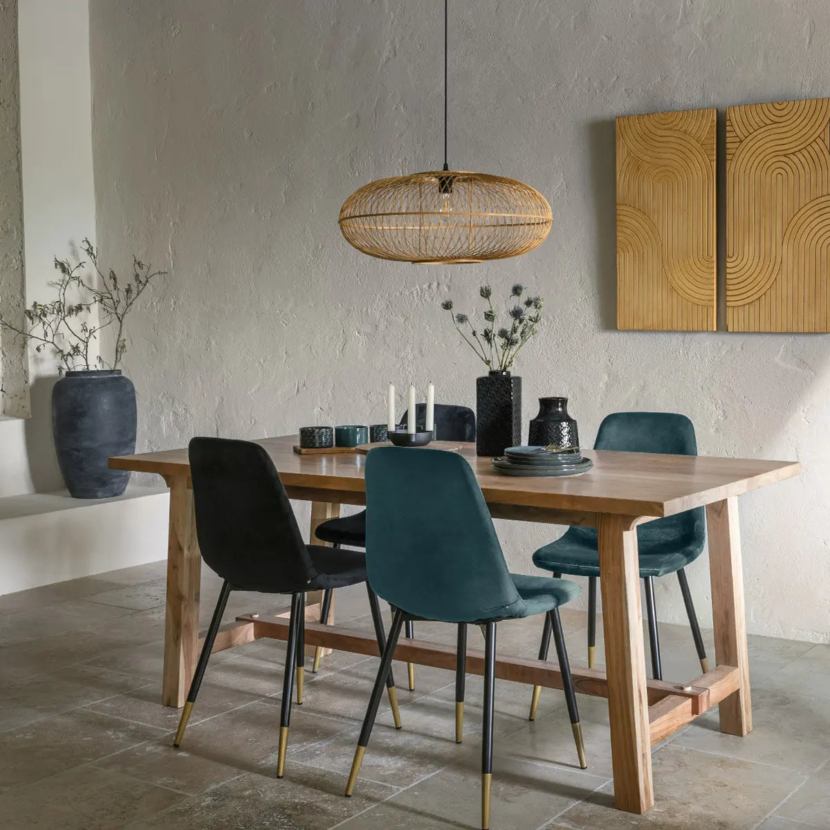 Scaun de sufragerie Atmosphera Tyka, Catifea, Negru