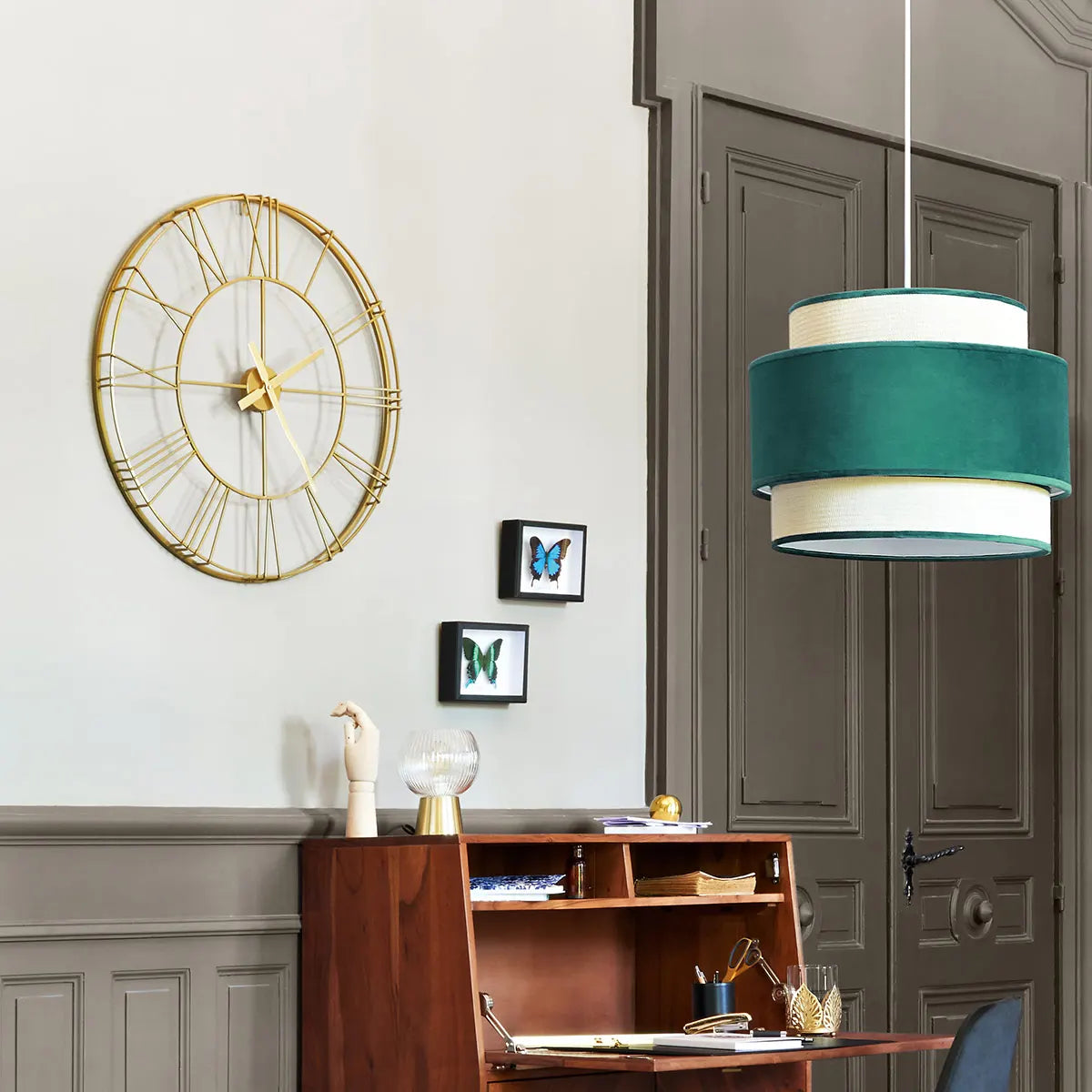 Ceas de perete Atmosphera Phil, Vintage, Ø70 cm, Metal auriu