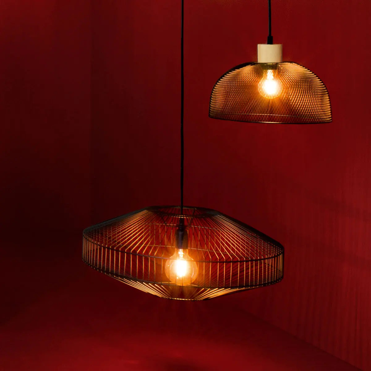 Lampă suspendată Atmosphera Sam, 30 cm, Metal, Lemn