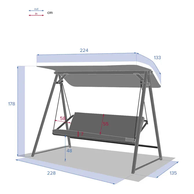 Градинска люлка Hesperide Soly, Мед/Въглен