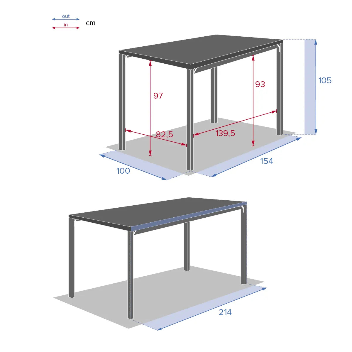 Masă înaltă de grădină Hesperide Evasion, naturală, 8 locuri