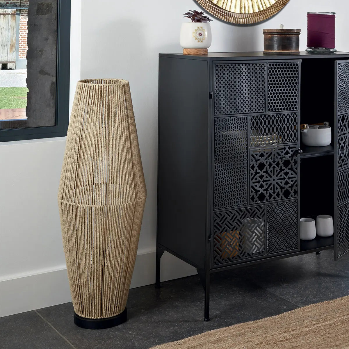 Lampion atmosphera Aissa, Lemn, Natural, 83 cm