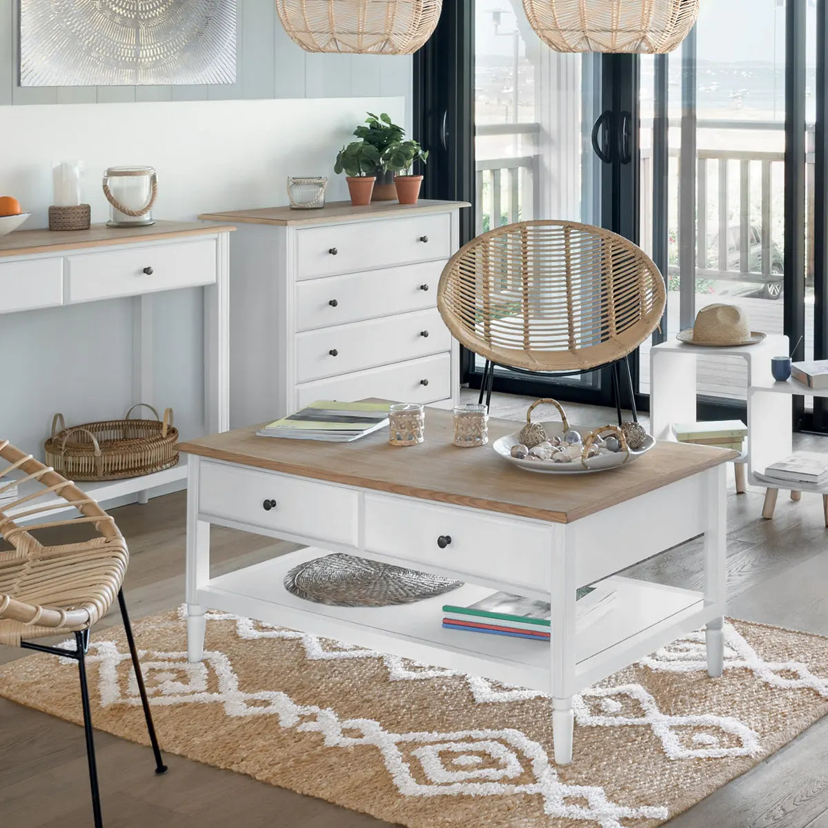 Masă de cafea Atmosphera Solen, 110x45 cm, Alb