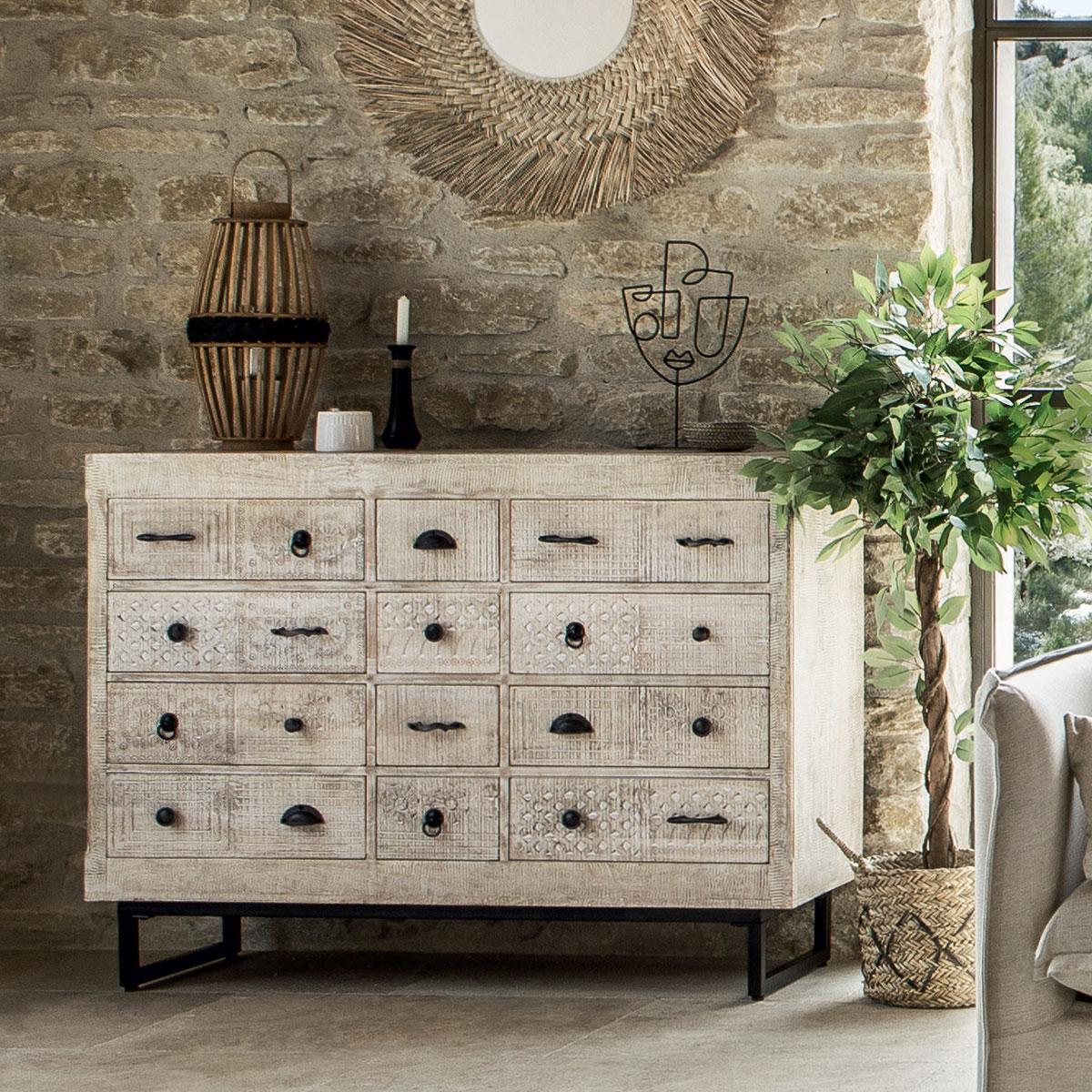 Comodă Atmosphera Ajay, 12 sertare, lemn de mango