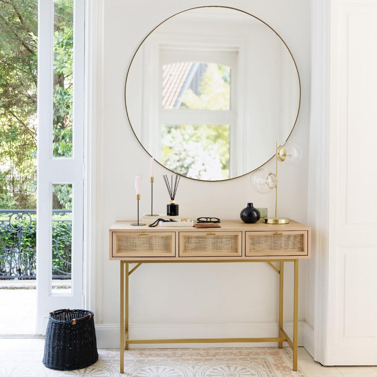 Masă de toaletă Atmosphera Rayo, 110 cm, mesteacăn, MDF