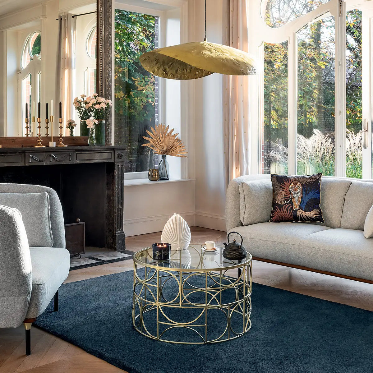 Masă de cafea Atmosphera Artif Gold, 70 cm, Auriu