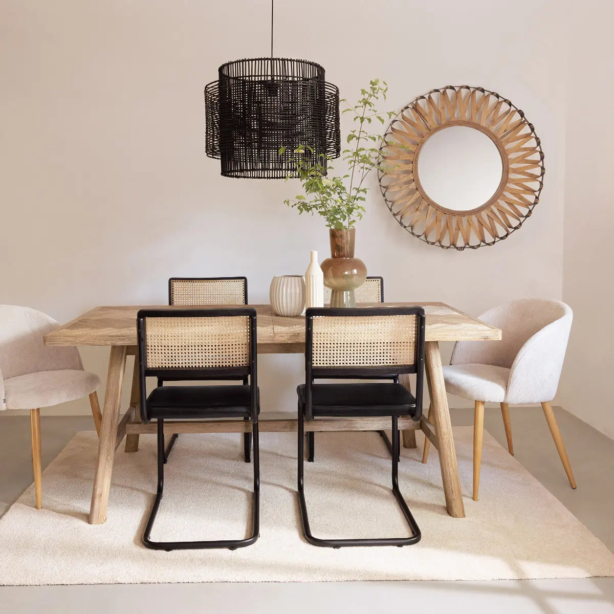 Masă extensibilă Aeris, 180-220x90 cm, lemn de salcâm