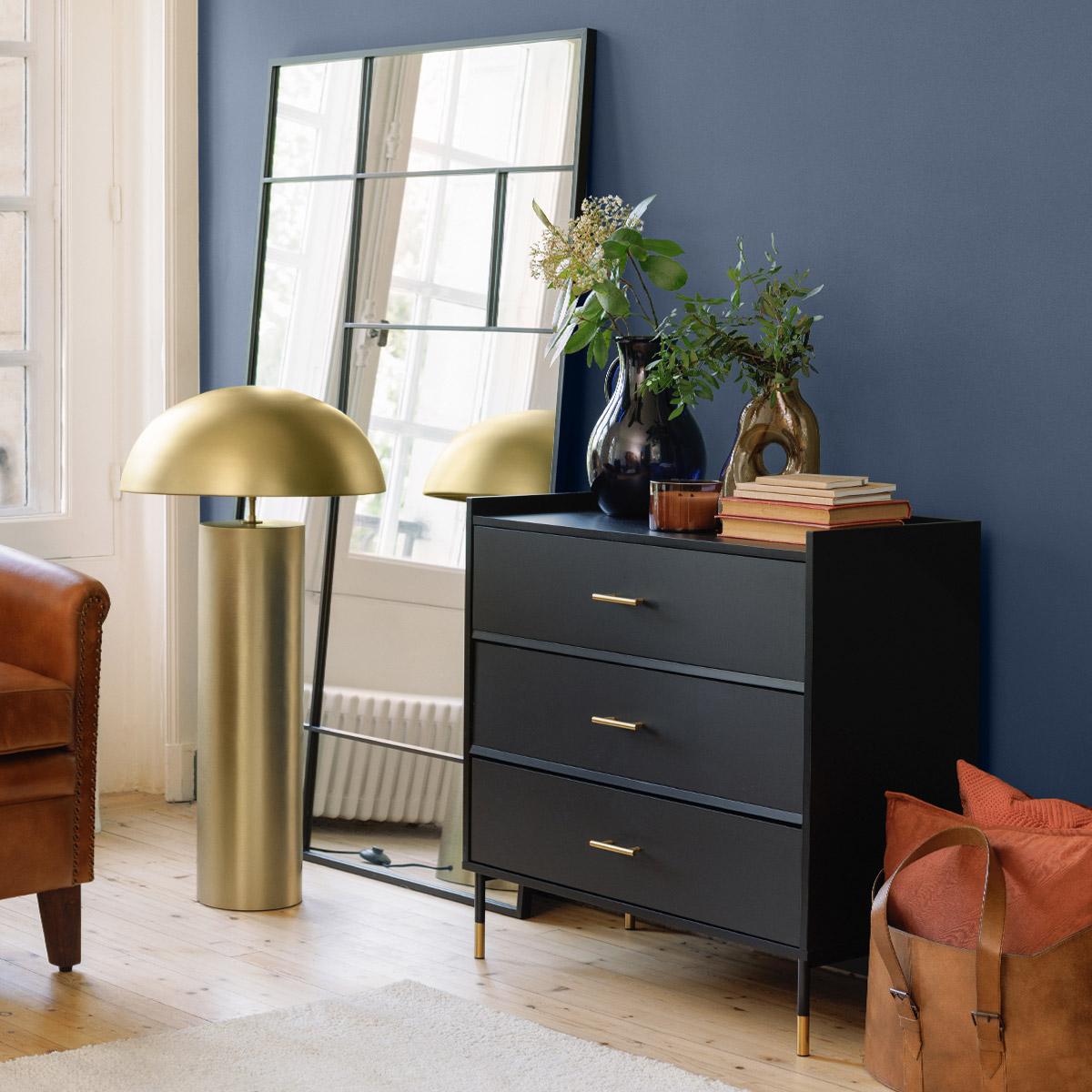 Comodă Atmosphera Tedy, 3 sertare, MDF, Negru