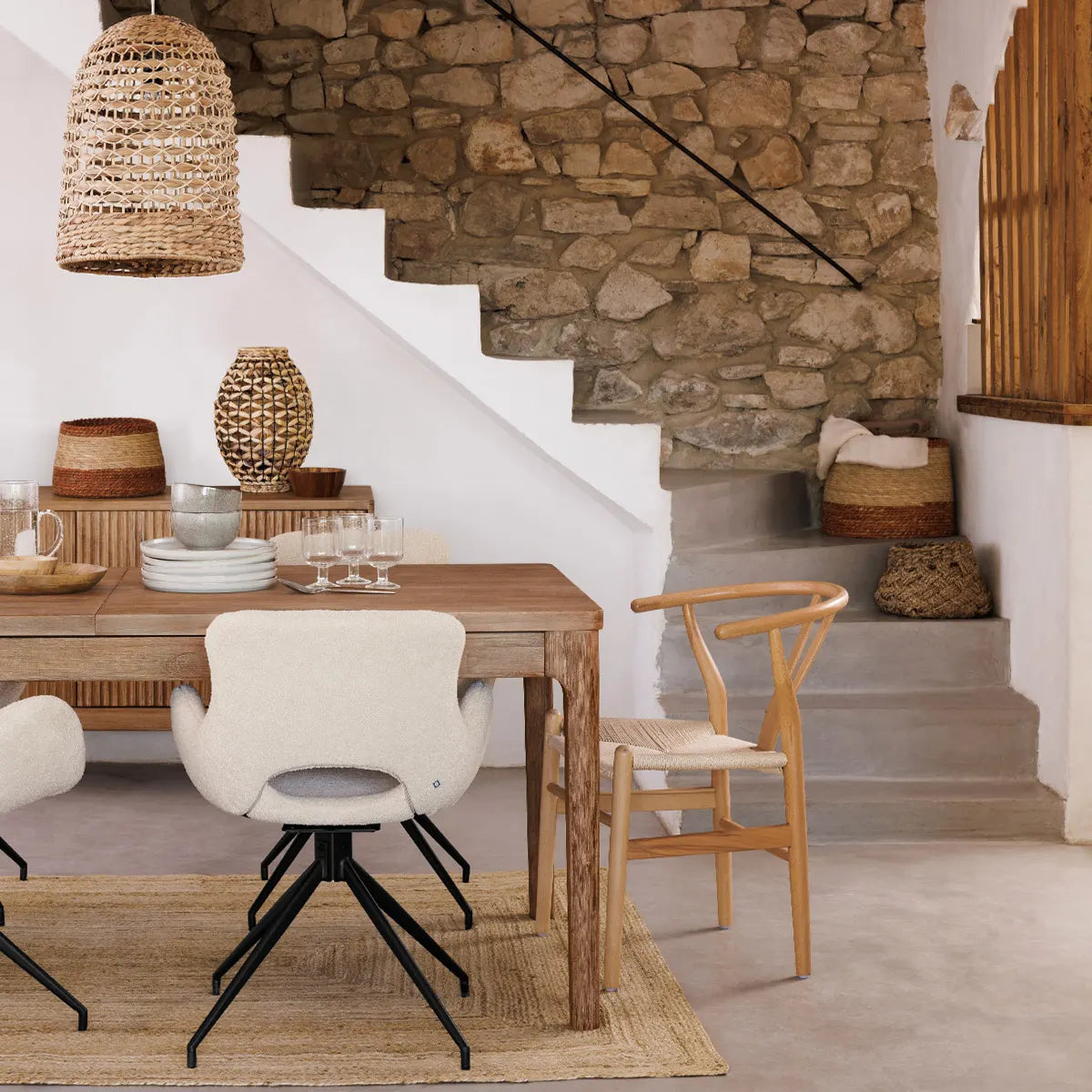 Set de coșuri pliabile Atmosphera Lena, 2 buc, stuf