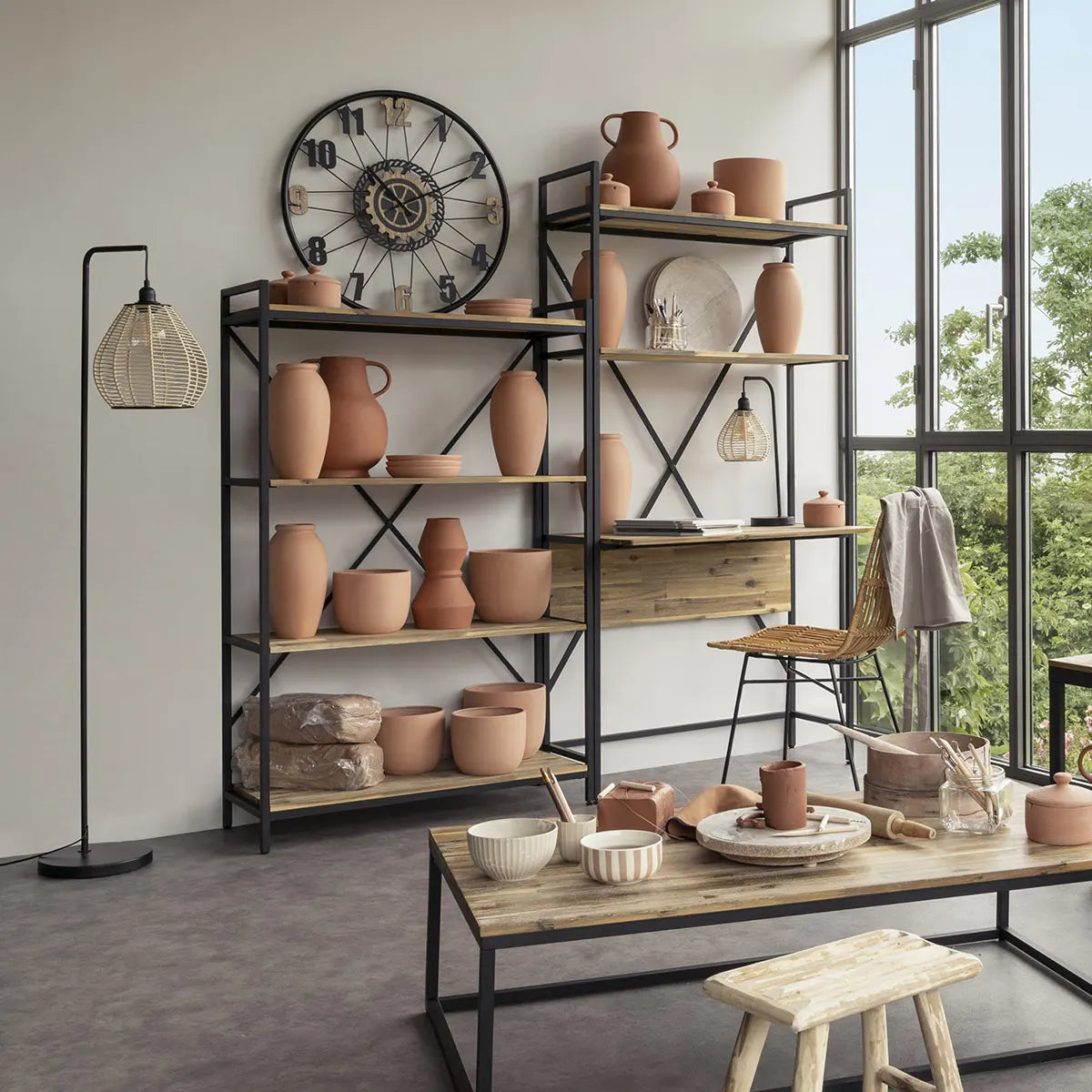 Ceas de perete Atmosphera Mohan, cu roată, Ø65 cm, metal și MDF