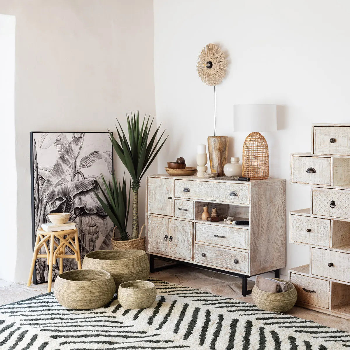 Lampă de perete Atmosphera Tea, 34 cm, paie