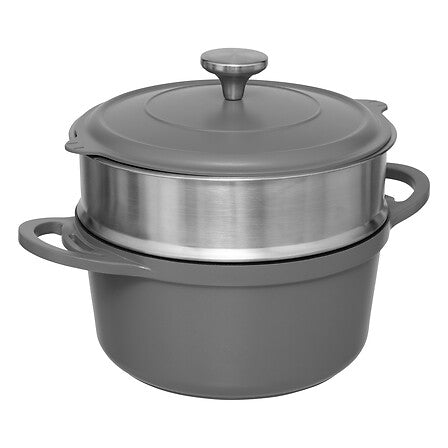 Касерола 5five Aluro с кошница за пара и лъжица, Лят алуминий, 4.5L, 24 cm
