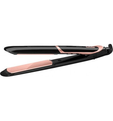 Placă de îndreptat părul BaByliss ST391E Super Smooth, plăci ceramice-turmalină, 6 niveluri de temperatură, 235 de grade, ionizare, negru/roz