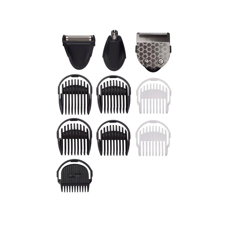BaByliss MT727E Carbon Titanium Aparat de tuns multifuncțional 10 în 1, 10 accesorii, 3 capete, Funcționare fără baterii până la 60 de minute.