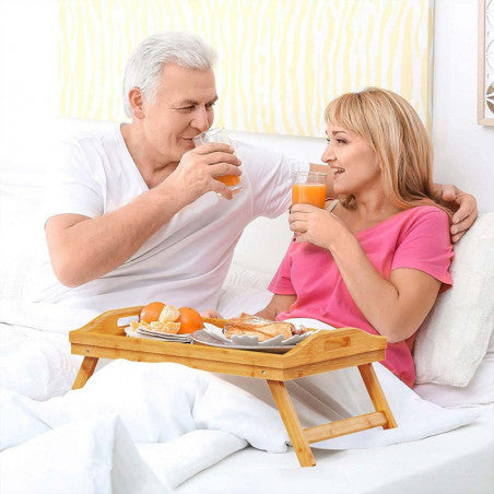 Noptieră din bambus KingHoff 1502, 50x30x7 cm, pliabilă