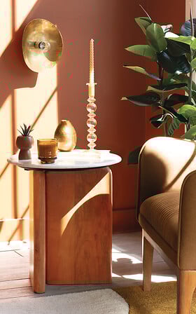 Masă de cafea Atmosphera Nanda, lemn de mango, marmură, Ø51 cm