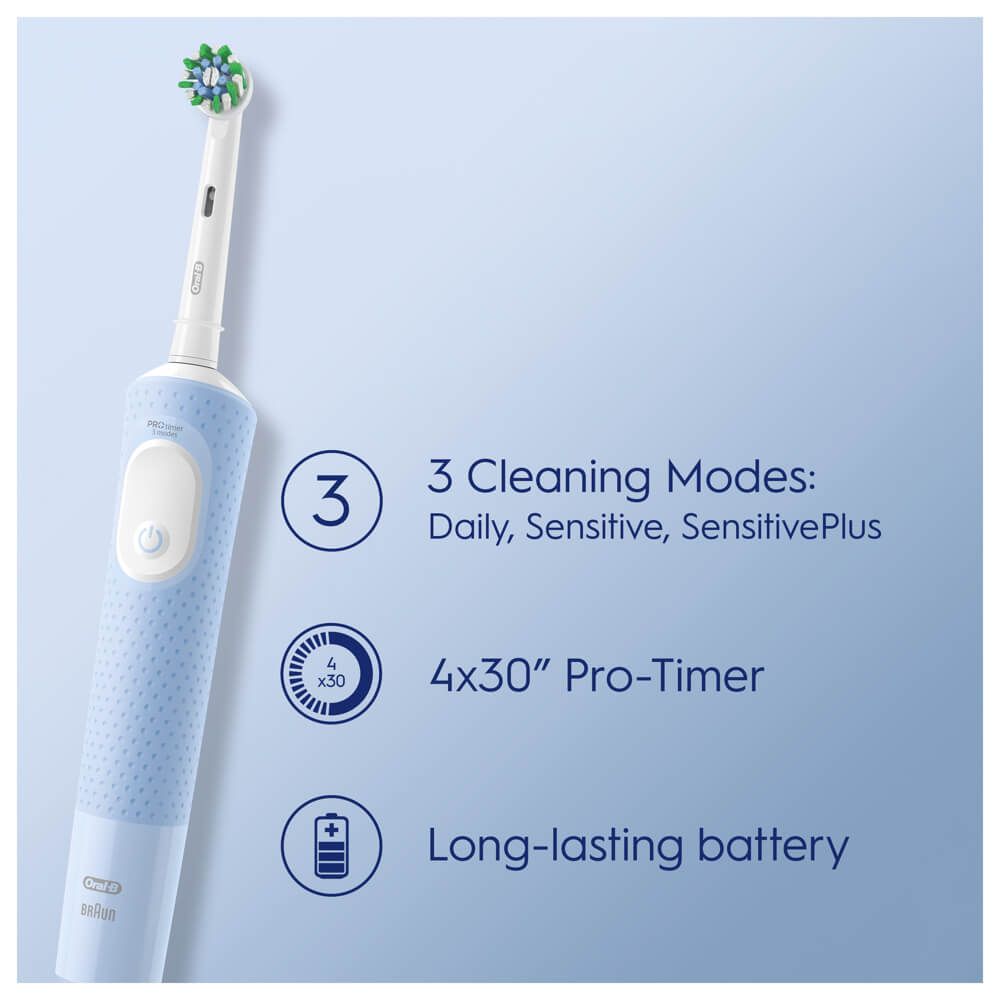 Periuță de dinți electrică + pastă de dinți, Oral-B D103, Vitality Pro X Clean, Albastră