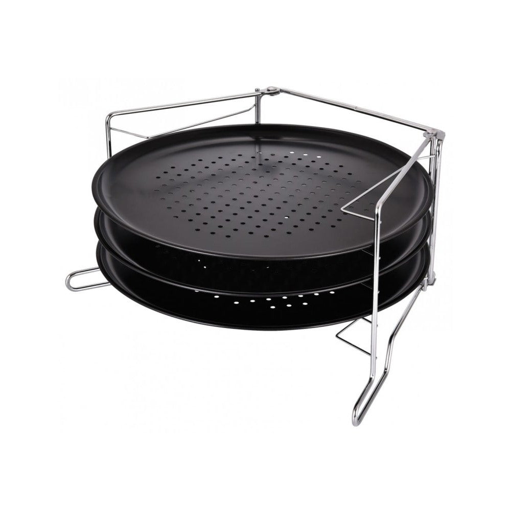 Set de tăvi de pizza KingHoff 1480, 4 piese, 32,3 cm, negre