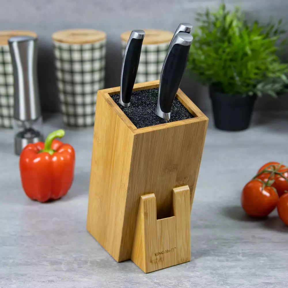 Suport pentru cuțite KingHoff 1558, Bambus, 10, 5x10, 5x25 cm