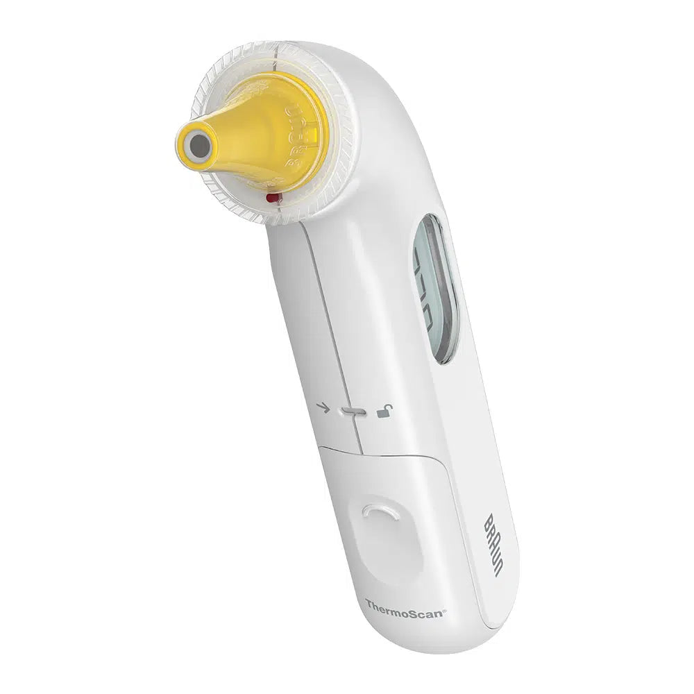 Termometru auricular Braun ThermoScan 3, indicator de febră, măsoară într-o secundă, alb