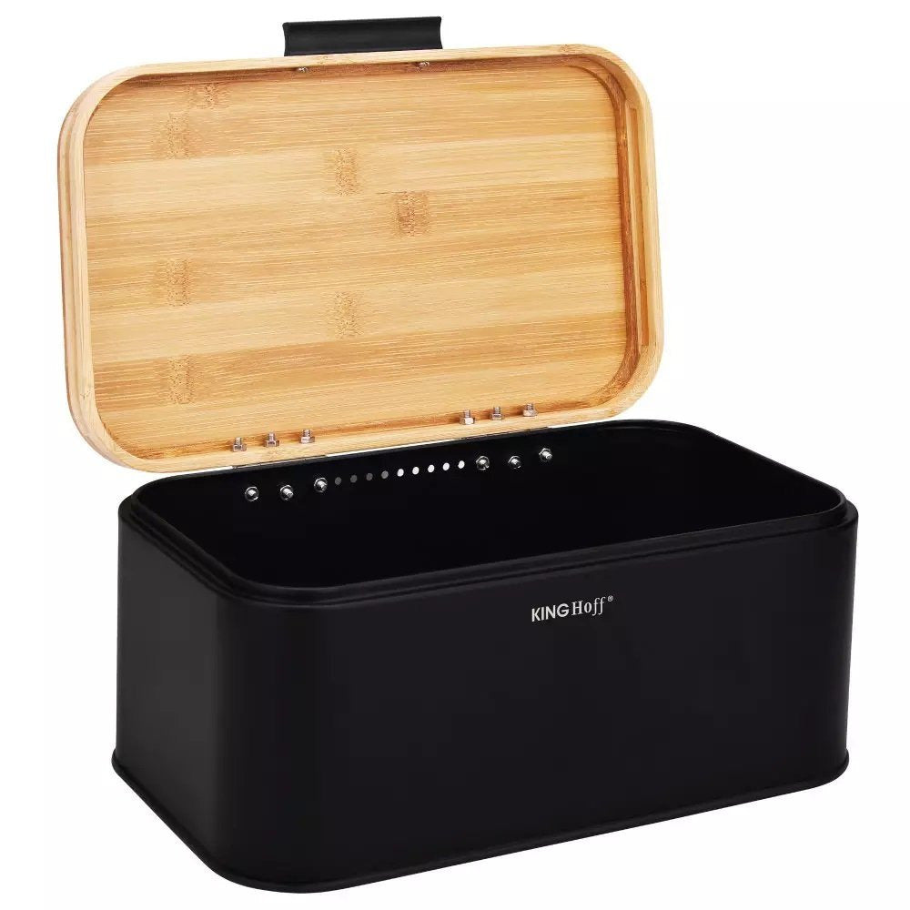Cutie pentru pâine Kinghoff 1735, oțel, capac din bambus