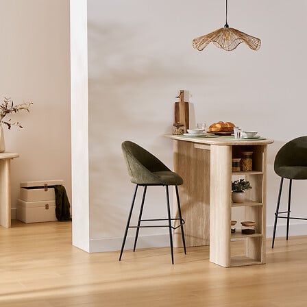 Masă de bar Atmosphere Anaya, MDF cu efect de travertin, 120x60 cm