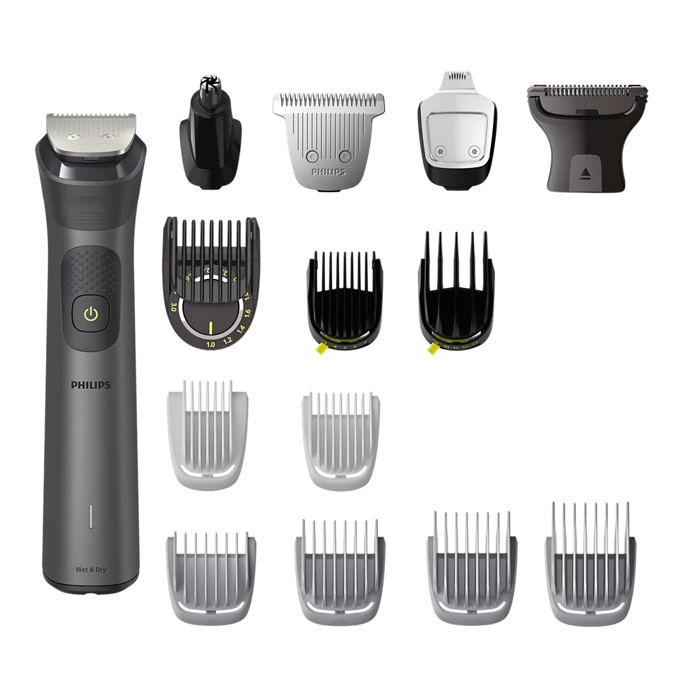 Aparat de tuns 15 în 1 Philips Multigroom MG7940/75, BeardSense, 22 de lungimi, rezistent la apă, negru/argintiu