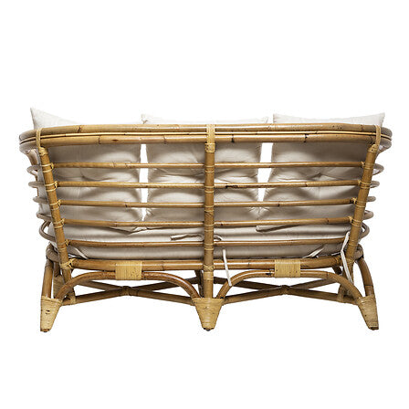 Canapea Atmosphera Farah cu două locuri, Ratan, Alb, 152x80.5x75 cm