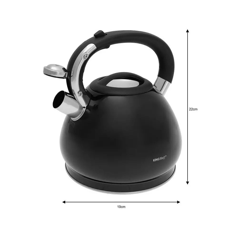 Fierbător cu fluierat KingHoff 1221, 3,4 L, efect de marmură, inducție, negru