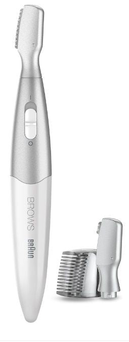 Braun FG1106 Aparat de tuns sprâncene de precizie, alimentat cu baterii, alb/argintiu