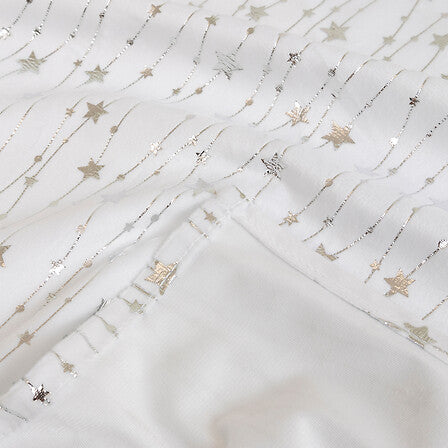 Velvet tablecloth with star pattern 140 x 360 cm, silver