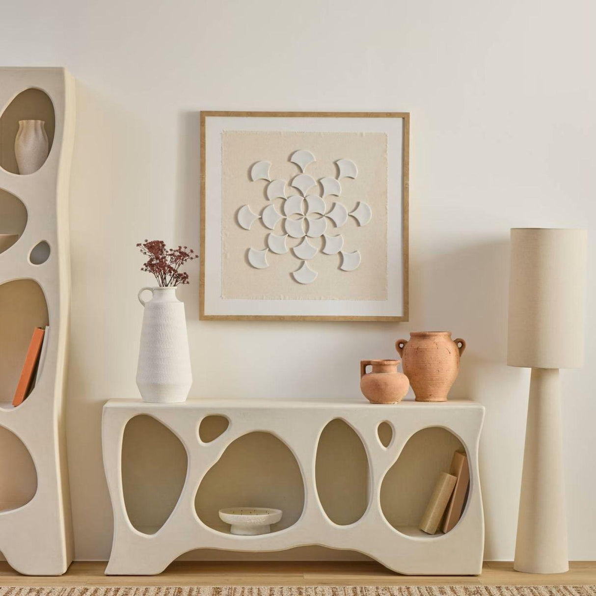 Comodă Atmosphera Chesni, 4 nișe, MDF, fildeș, 137x36x61 cm